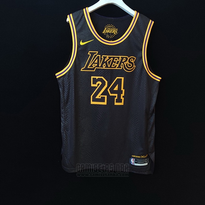 Camiseta Los Angeles Lakers Kobe Bryant #24 Black Mamba Autentico Negro
